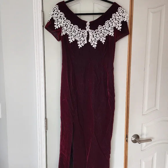SOLD Scott McClintock Vintage Size 10 Velvet  Burgundy Formal Dress - Picture 2 of 10